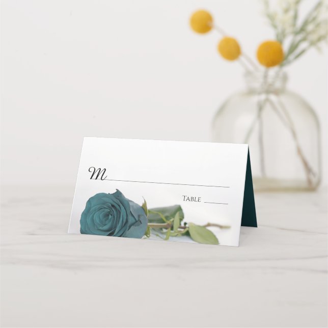 Carte De Placement Élégant Mariage Rose Aqua Turquoise ou foncé (Devant)