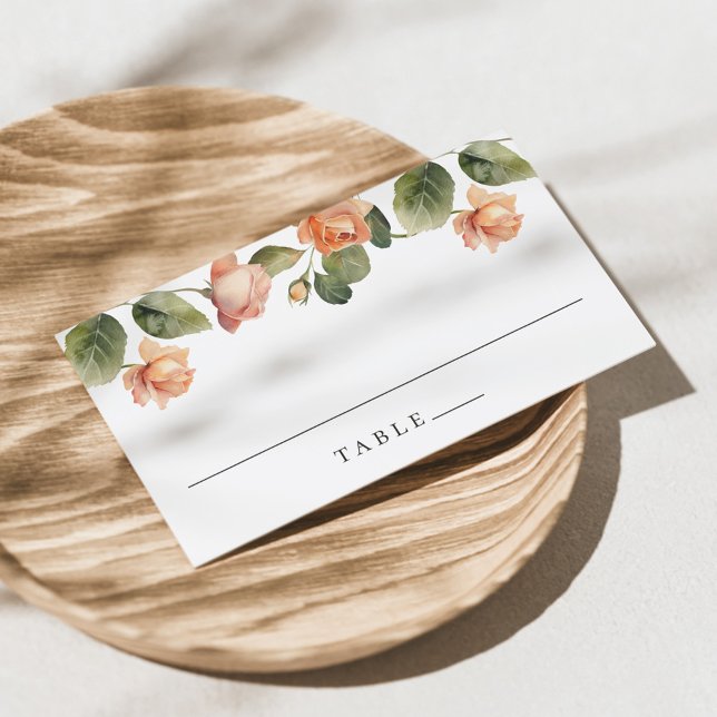 Carte De Placement Élégant Mariage Rose Peach (Créateur téléchargé)