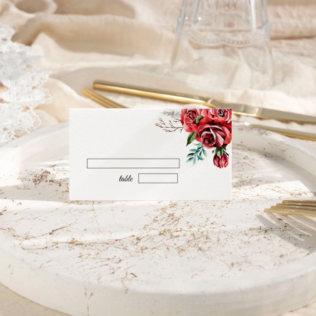 Carte De Placement Élégant Marsala Rouge Rose Rustique Mariage (Créateur téléchargé)