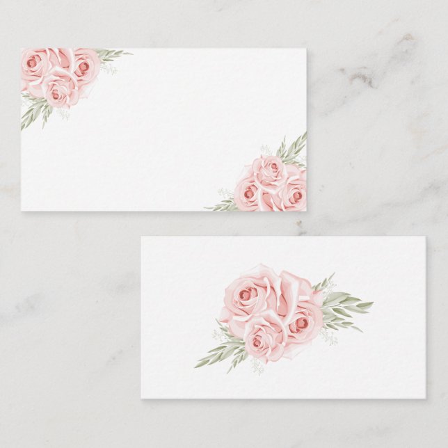Carte De Placement Elégant Merci Floral Rose Mariage Place (Devant / Derrière)
