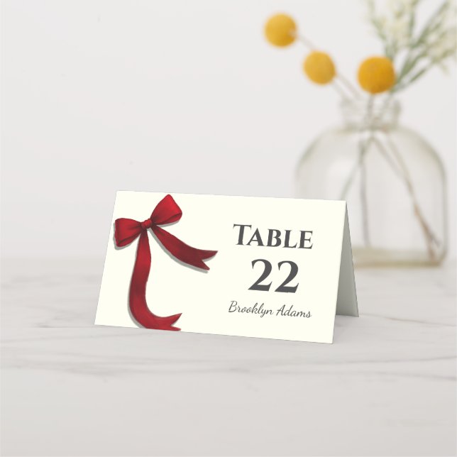 Carte De Placement Elegant Minimalist Simple Red Bow (Devant)