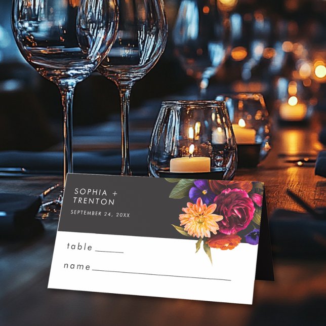 Carte De Placement Élégant Moody Vibrant Harvest Floral Mariage (Créateur téléchargé)