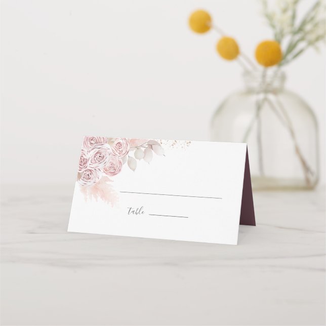 Carte De Placement Élégant Pastel Vanilla Rose Floral Mariage (Devant)