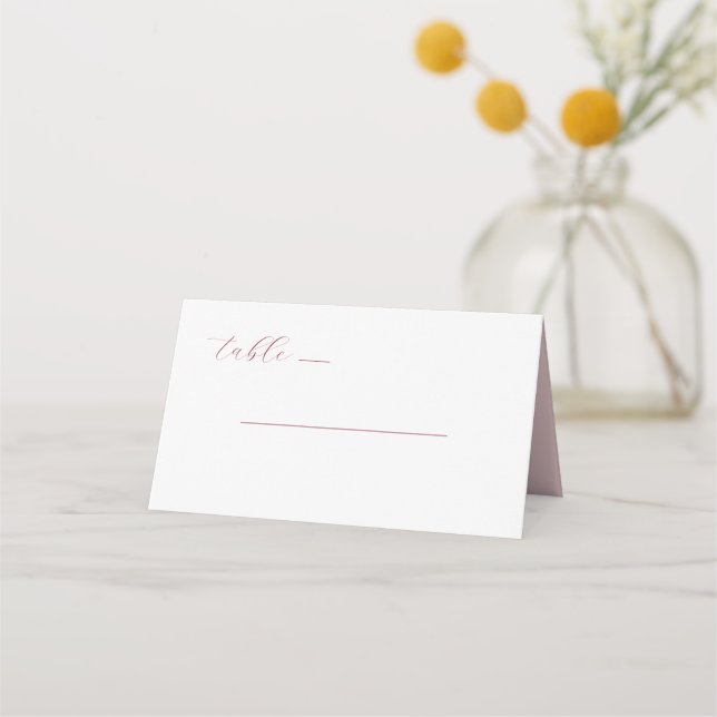 Carte De Placement Elegant Pink Calligraphy Table (Devant)