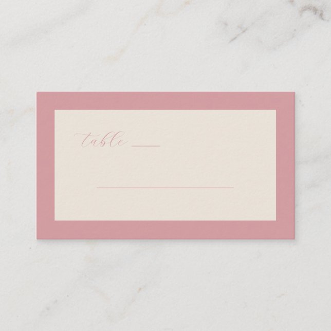 Carte De Placement Elegant Pink Minimalist Table Sign (Devant)