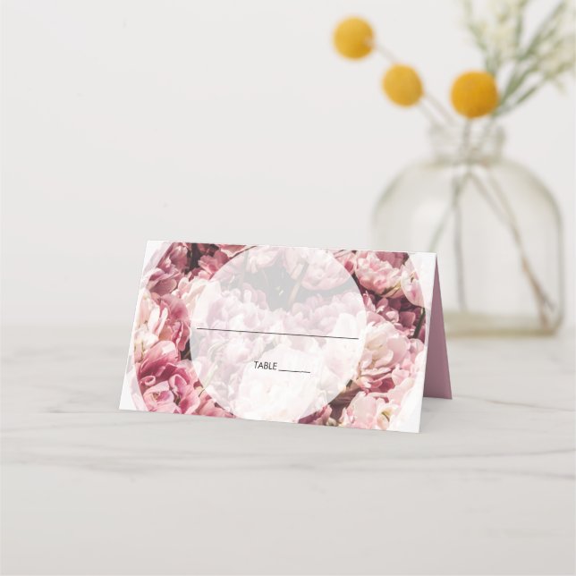 Carte De Placement Elégant Pink Peonies Mariage Carte Place (Devant)