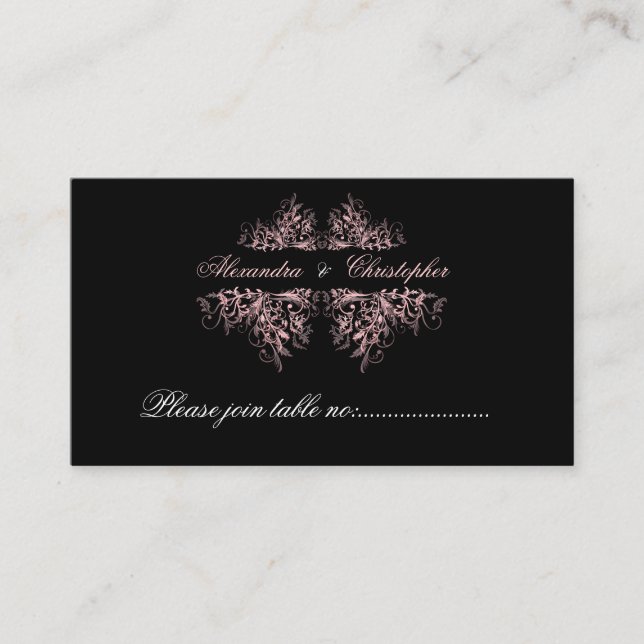 Carte De Placement Élégant Pink Swirls Table Place Card Mini (Devant)