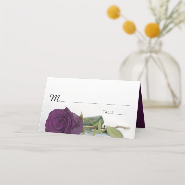 Carte De Placement Élégant Plum violet Rose Mariage simple écriture (Devant)