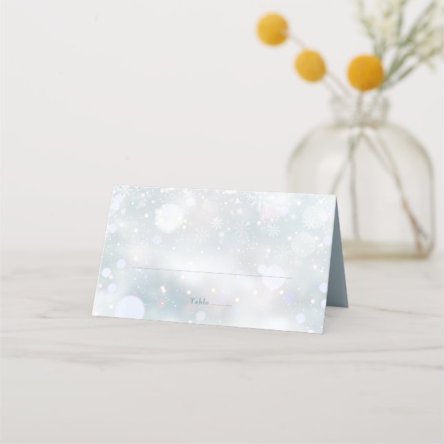 Carte De Placement Élégant premier hiver Snowflakes Mariage moderne (Devant)