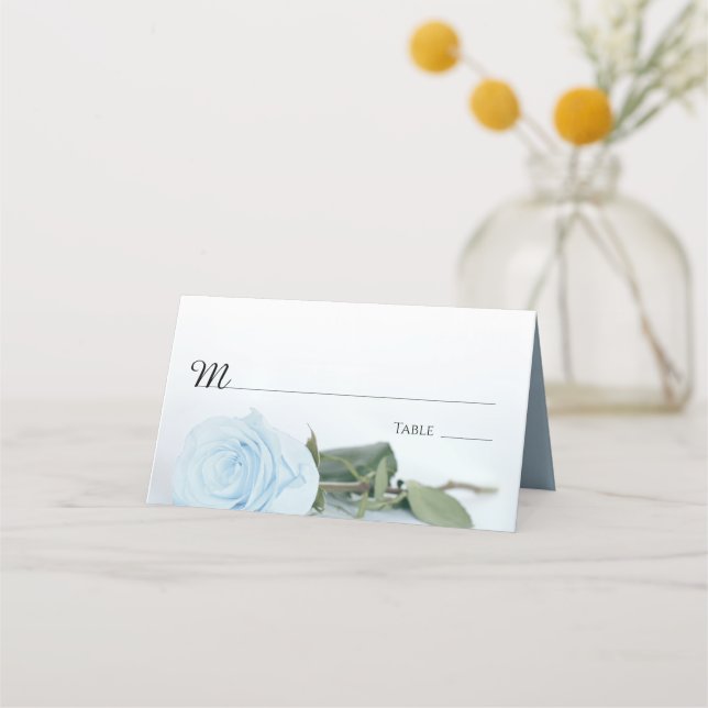Carte De Placement Élégant Rose bleu clair Dusty Écriture Mariage (Devant)