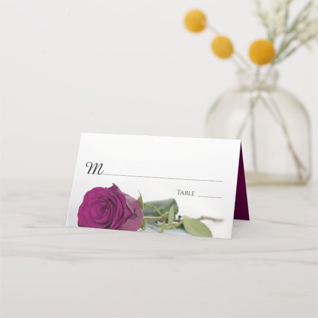 Carte De Placement Élégant Rose Magenta Berry Mariage écriture (Devant)