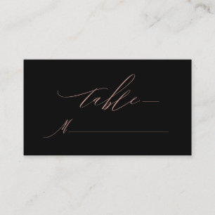 Carte De Placement Élégant Rose noir Gold Script Monogramme Mariage