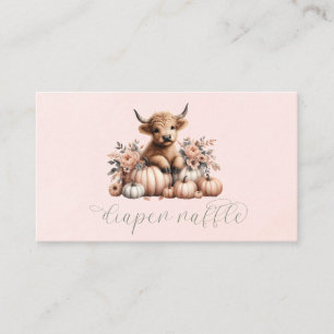 Carte De Placement Élégant rose poudré Vache Highland florale
