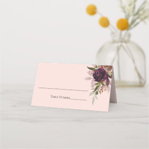 Carte De Placement Élégant rose violet prune rose Mariage floral rose