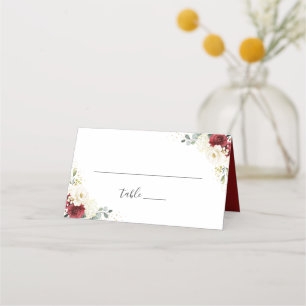 Carte De Placement Elégant Rouge Blanc Floral Mariage Table Place Car