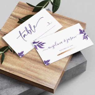 Carte De Placement Élégant Script Emerald Purple Eucalyptus Mariage