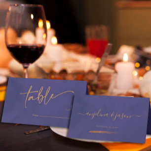 Carte De Placement Élégant script or Emerald violet Mariage