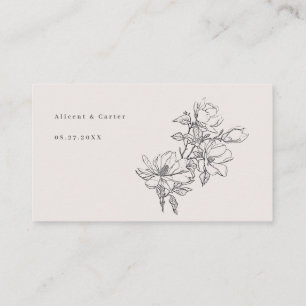 Carte De Placement Élégant Simple Avec Fleurs D'Art En Ligne Et Bordu