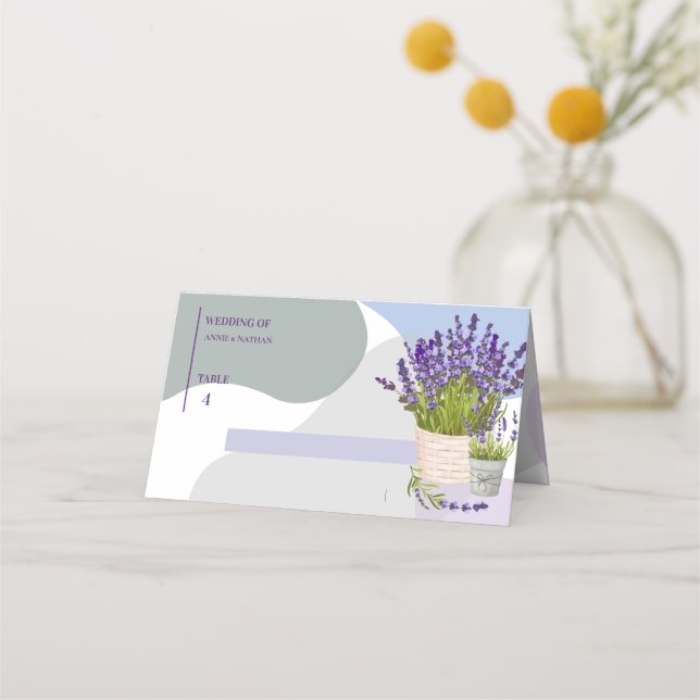 Carte De Placement Élégant Simple Cute Lavender Floral Bloom Mariage (Devant)