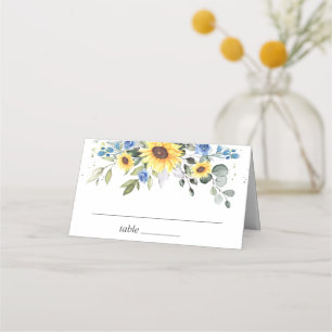 Carte De Placement Elégant tournesol Eucalyptus Mariage de verdure