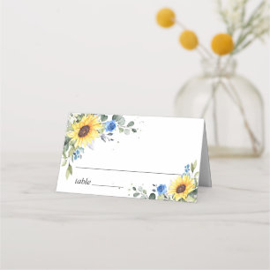 Carte De Placement Elégant tournesol Eucalyptus Mariage de verdure