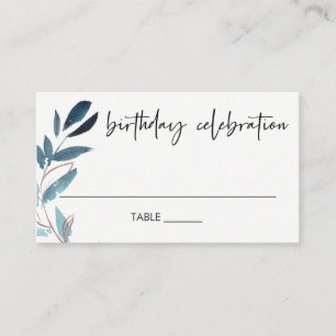 CARTE DE PLACEMENT ÉLÉGANT TOUT ÂGE BLEU ROSE FOLIAGE WREATH ANNIVERS