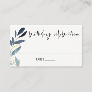 CARTE DE PLACEMENT ÉLÉGANT TOUT ÂGE BLUE GOLD FOLIAGE WREATDAY ANNIVE