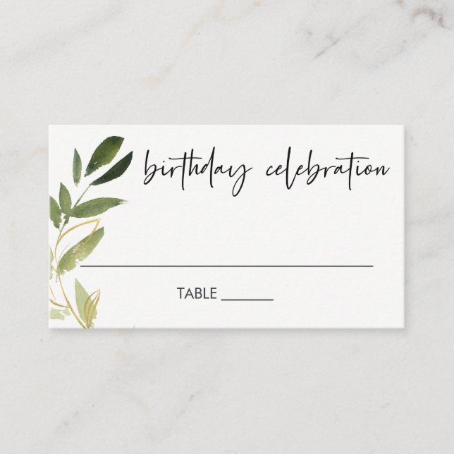 CARTE DE PLACEMENT ÉLÉGANT TOUT ÂGE GOLD GREEN FOLIAGE WREATH ANNIVER (Devant)