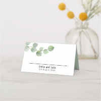 Elégant Vert Eucalyptus Noms Date Mariage