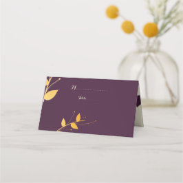 Carte De Placement Élégant violet Feuille d'or