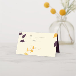 Carte De Placement Élégant violet Feuille d'or