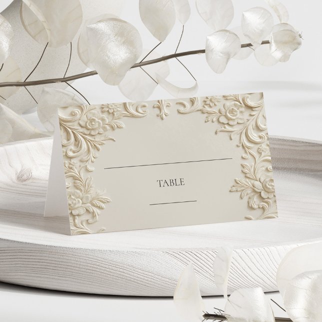 Carte De Placement Elegant Write In Ivory Floral Embossed Table (Elegant Write In Ivory Floral Embossed Table Place Card)
