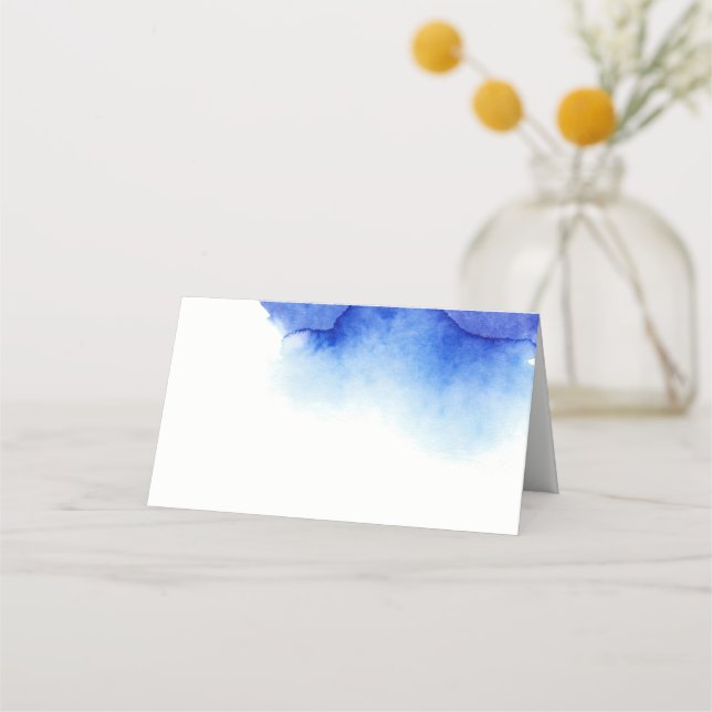 Carte De Placement Elégante aquarelle bleu marine mariage de plage (Devant)