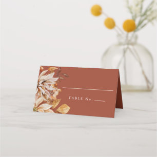 Carte De Placement Elégante aquarelle d'automne Mariage en terre cuit