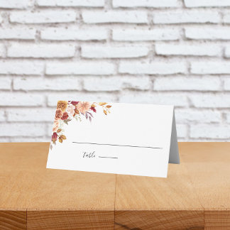 Carte De Placement Elégante aquarelle d'automne Mariage Floral