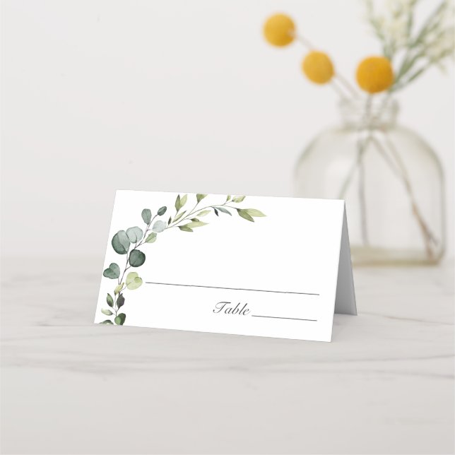 Carte De Placement Elégante aquarelle Eucalyptus Mariage Boho (Devant)
