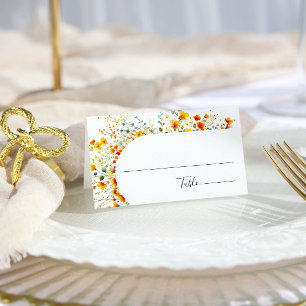 Carte De Placement Elégante aquarelle Fleurs sauvages Mariage floral