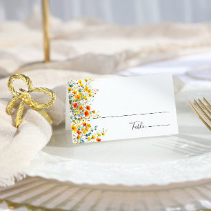 Carte De Placement Elégante aquarelle Fleurs sauvages Mariage floral