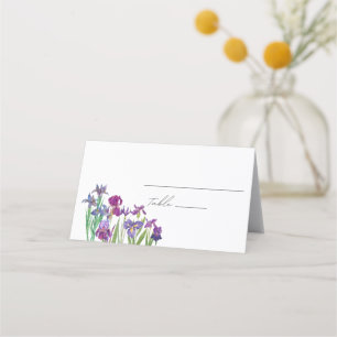 Carte De Placement Elégante aquarelle Iris mariage de script de fleur