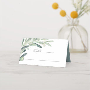 Carte De Placement Elégante aquarelle Olive Sprig Branche verte