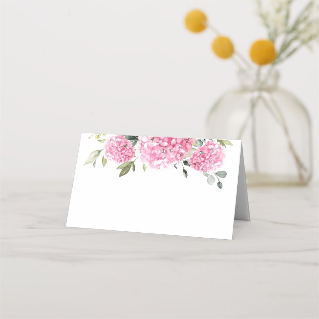 Carte De Placement Elégante aquarelle rose bleu Mariage Hydrangea (Devant)