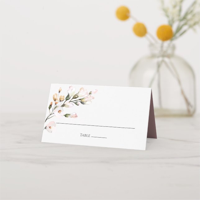 Carte De Placement Elégante Aquarelle rose pâle Floral (Devant)