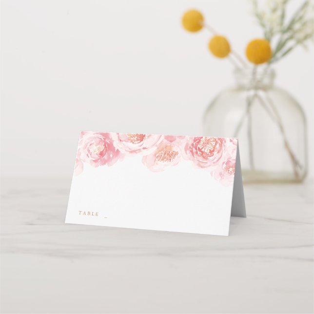 Carte De Placement Elégante aquarelle rose vif mariage à fleurs (Devant)