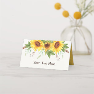Carte De Placement Elégante aquarelle tournesols Rustique Boho Mariag