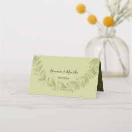 Carte De Placement Elégante aquarelle verte de couronne personnalisée