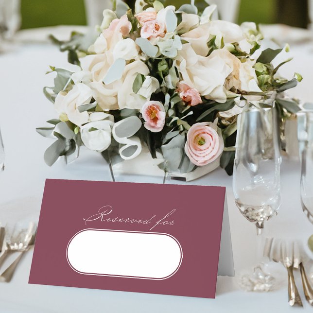 Carte De Placement Élégante calligraphie Bourgogne Mariage Réservé (Elegant burgundy wedding table place cards with name plate, from my Wedding Colors collection)