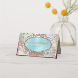 Carte De Placement Elégante Carte de Place Florale Bleue Aquarelle