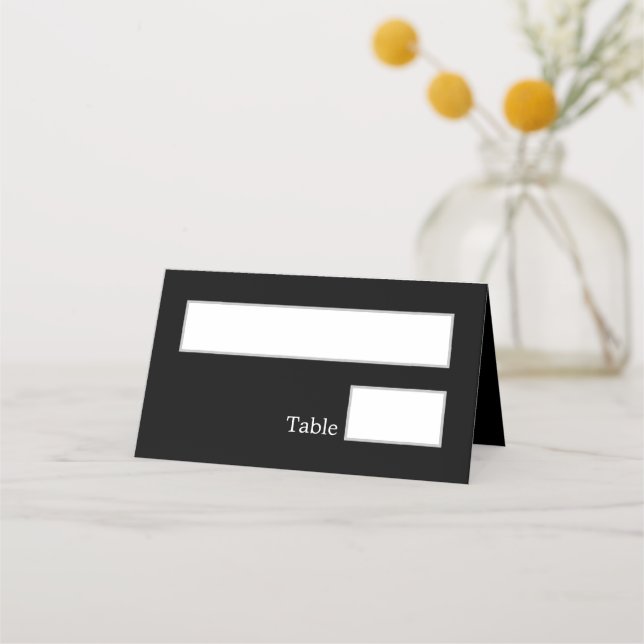 Carte De Placement Élégante carte de place pliée Mariage noir (Devant)