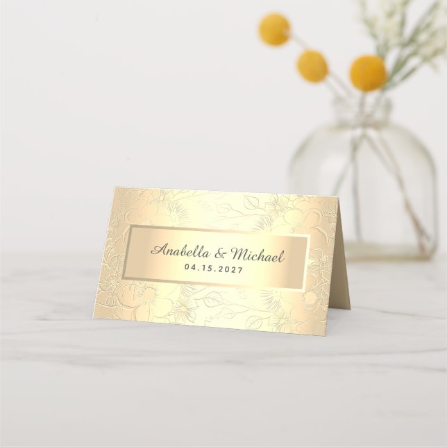 Carte De Placement Elégante carte Mariage Gold (Dos)