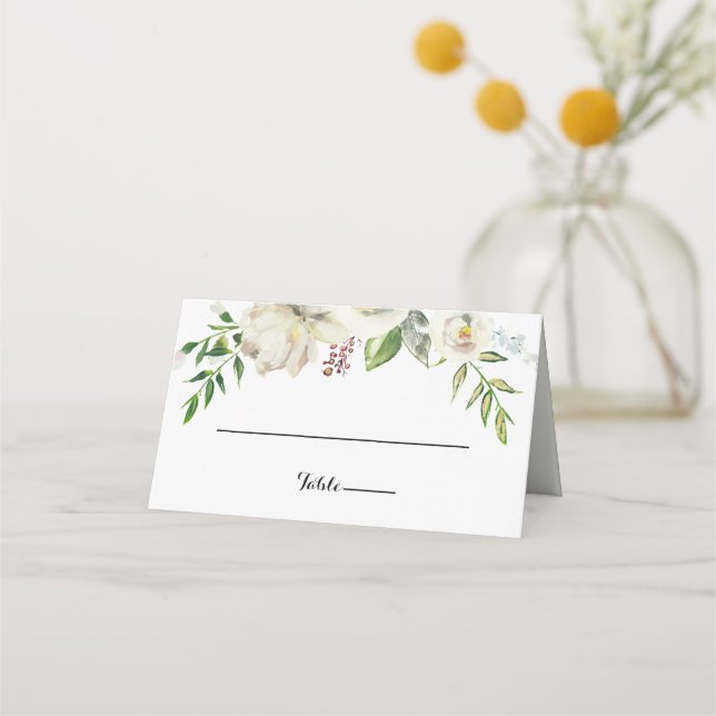 Carte De Placement Elégante carte Mariage hiver White Peony (Devant)